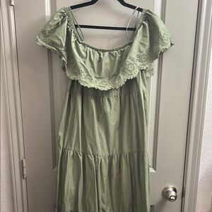 Green Off-Shoulder Dress
